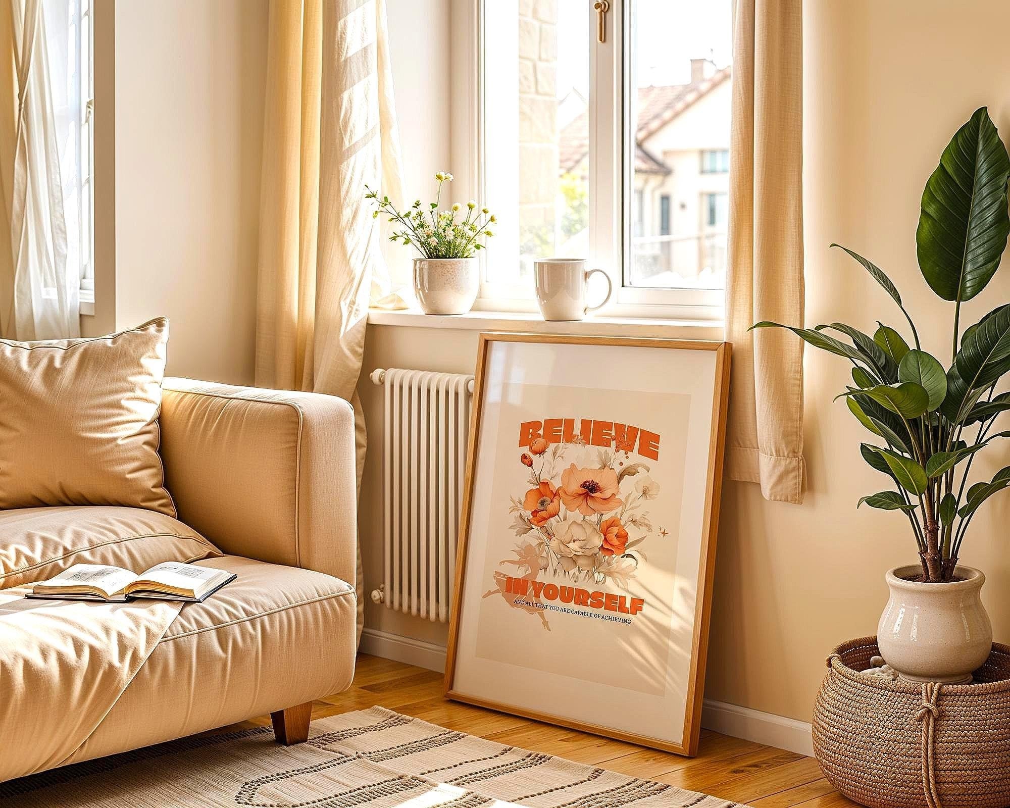 Affiche Believe in Yourself, poster motivation, art confiance en soi - Essences Agape 33167719