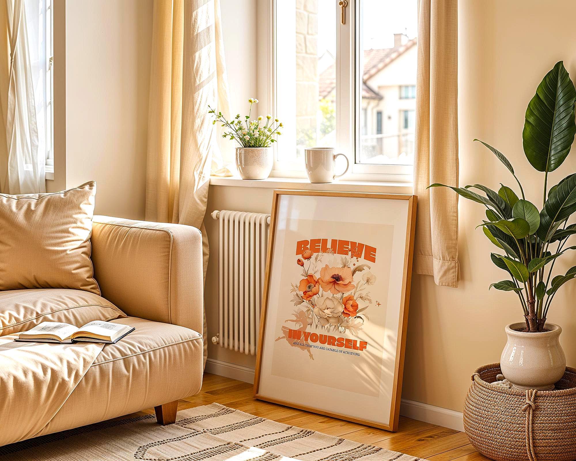 Affiche Believe in Yourself, poster motivation, art confiance en soi - Essences Agape 33167719