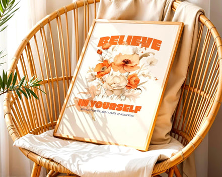 Affiche Believe in Yourself, poster motivation, art confiance en soi - Essences Agape 73481217