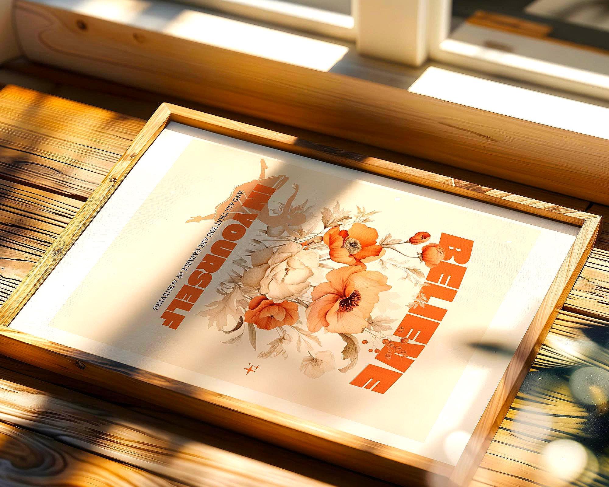 Affiche Believe in Yourself, poster motivation, art confiance en soi - Essences Agape 3423602