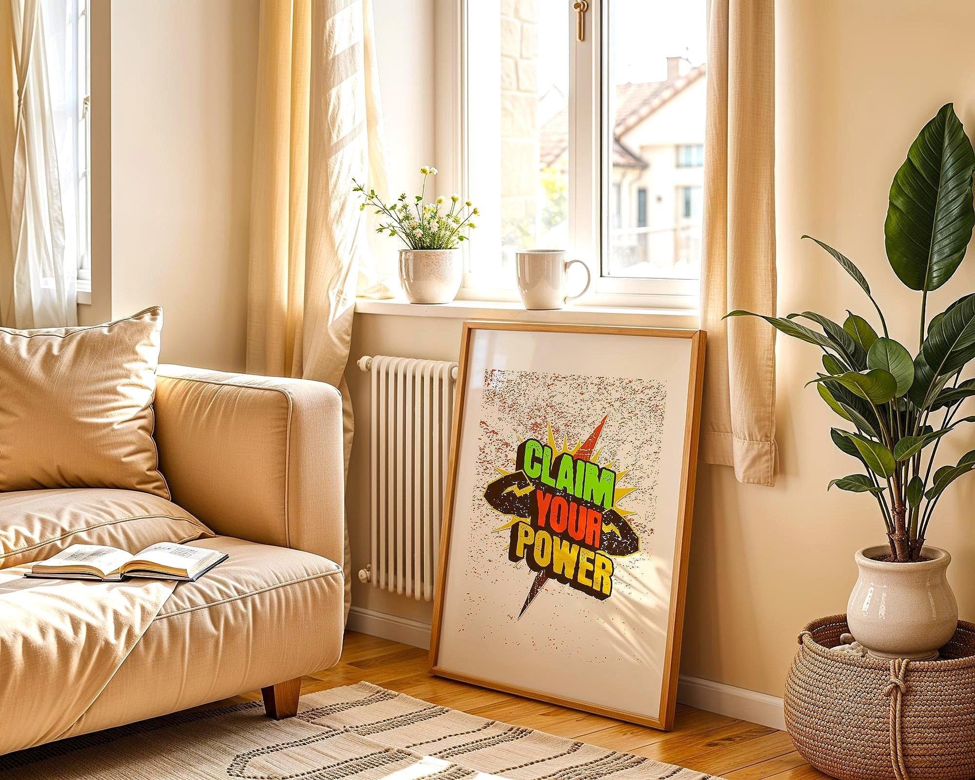 Affiche Claim Your Power, poster motivation, art santé mental, cadeau - Essences Agape 34006697
