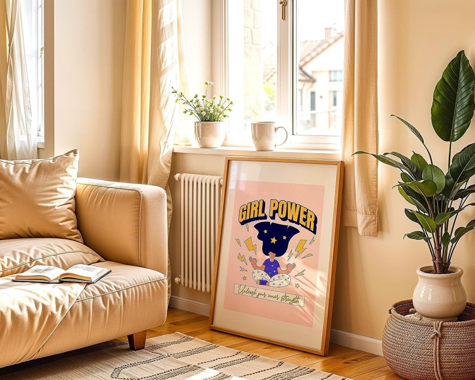 Affiche Girl Power, poster féministe, motivation personnelle art Essences Agape