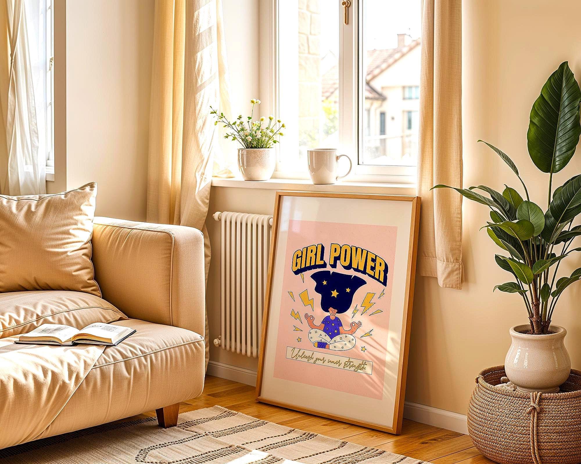 Affiche Girl Power, poster féministe, motivation personnelle art Essences Agape