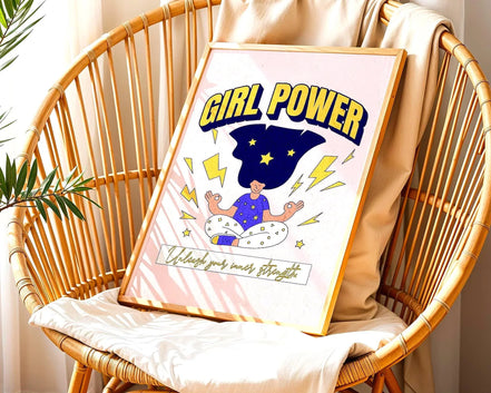 Affiche Girl Power, poster féministe, motivation personnelle art Essences Agape