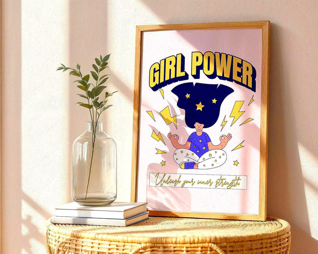 Affiche Girl Power, poster féministe, motivation personnelle art Essences Agape