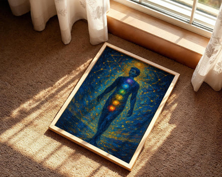 Affiche chakra art spirituel, poster astrologie zen, bien-être chakra - Essences Agape 77337104