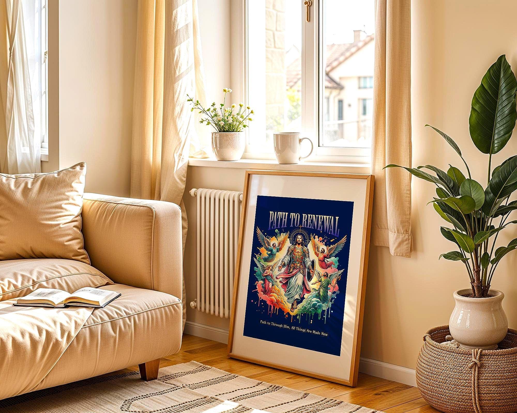 Affiche chrétien prière, poster spirituel, art renaissance, Jésus Essences Agape