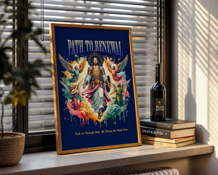 Affiche chrétien prière, poster spirituel, art renaissance, Jésus Essences Agape