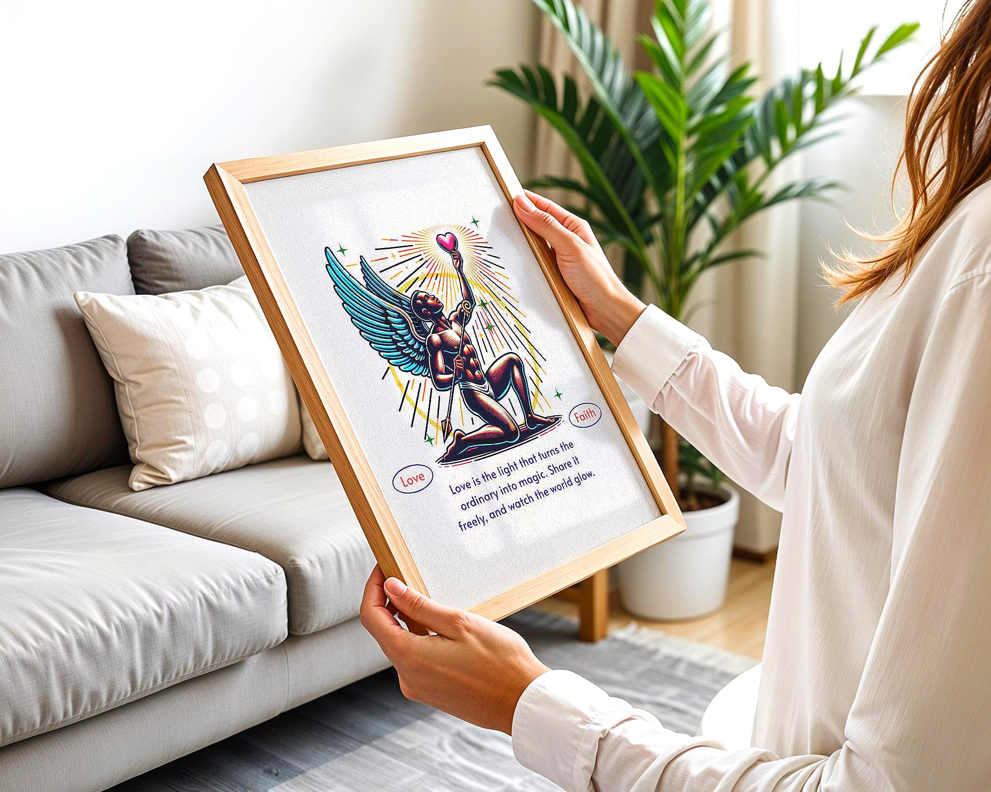 Affiche chrétienne ange, cadeau motivation, art divin, gratitude - Essences Agape 28957463