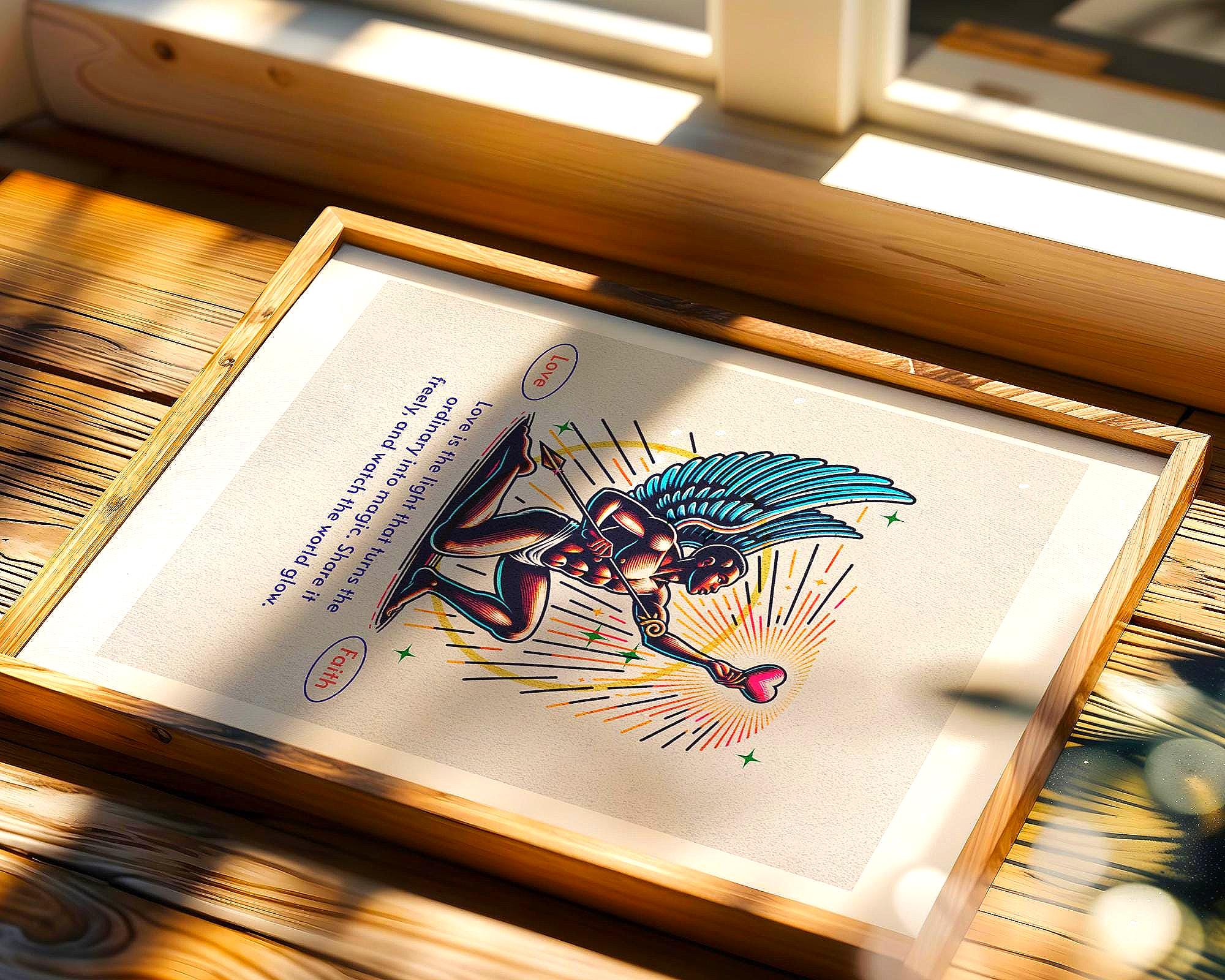 Affiche chrétienne ange, cadeau motivation, art divin, gratitude - Essences Agape 16533625