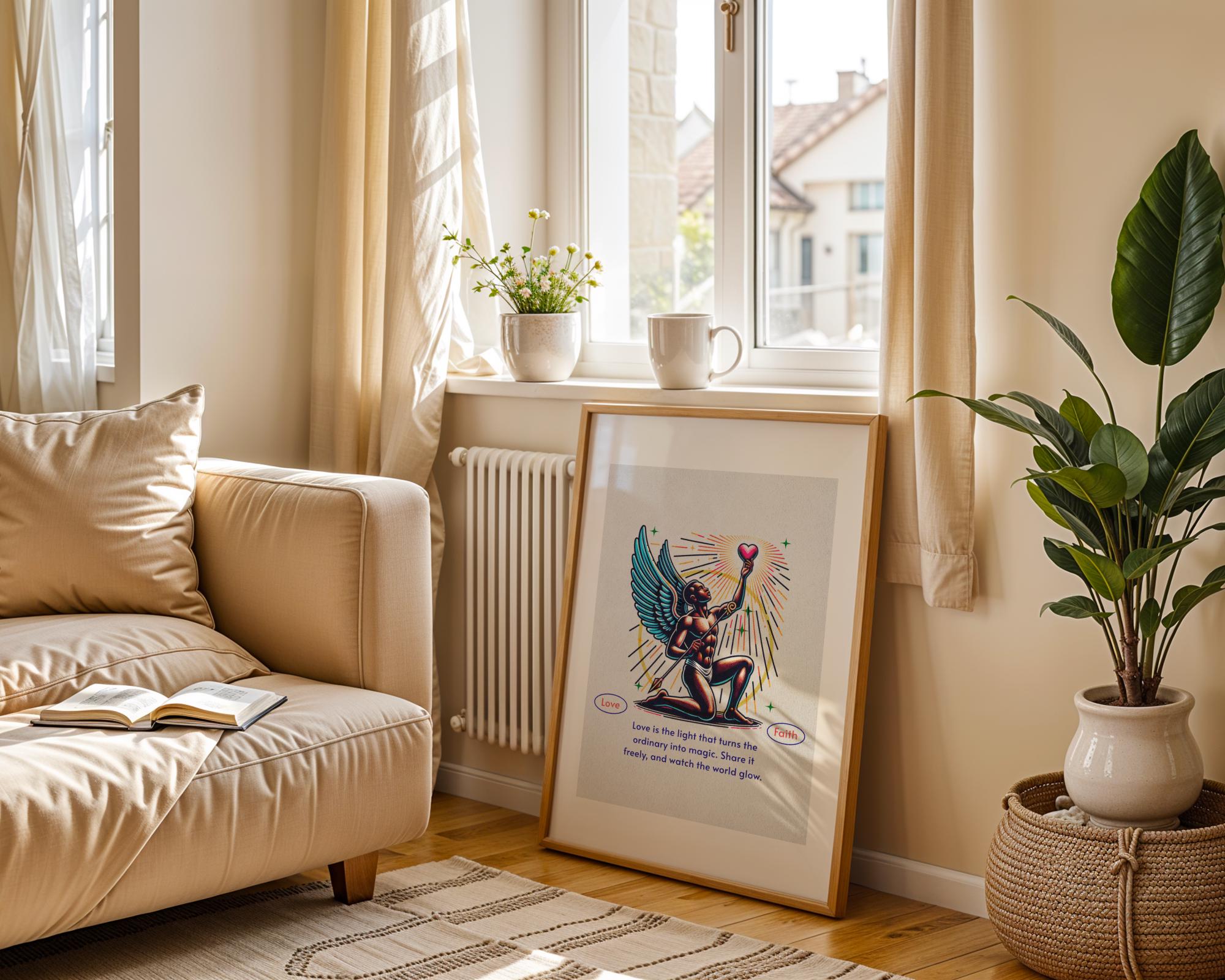 Affiche chrétienne ange, cadeau motivation, art divin, gratitude - Essences Agape 55583648