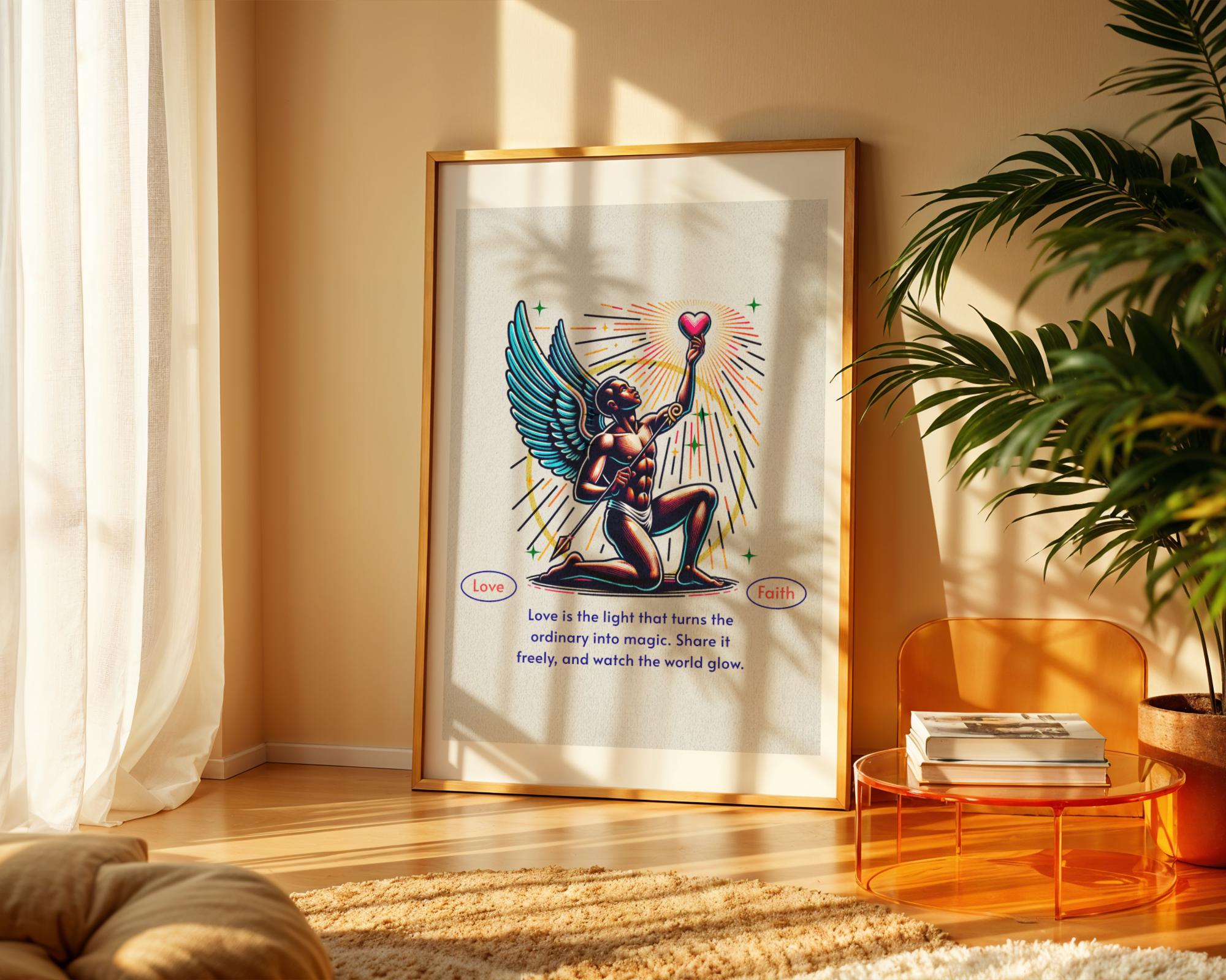 Affiche chrétienne ange, cadeau motivation, art divin, gratitude - Essences Agape 71688658