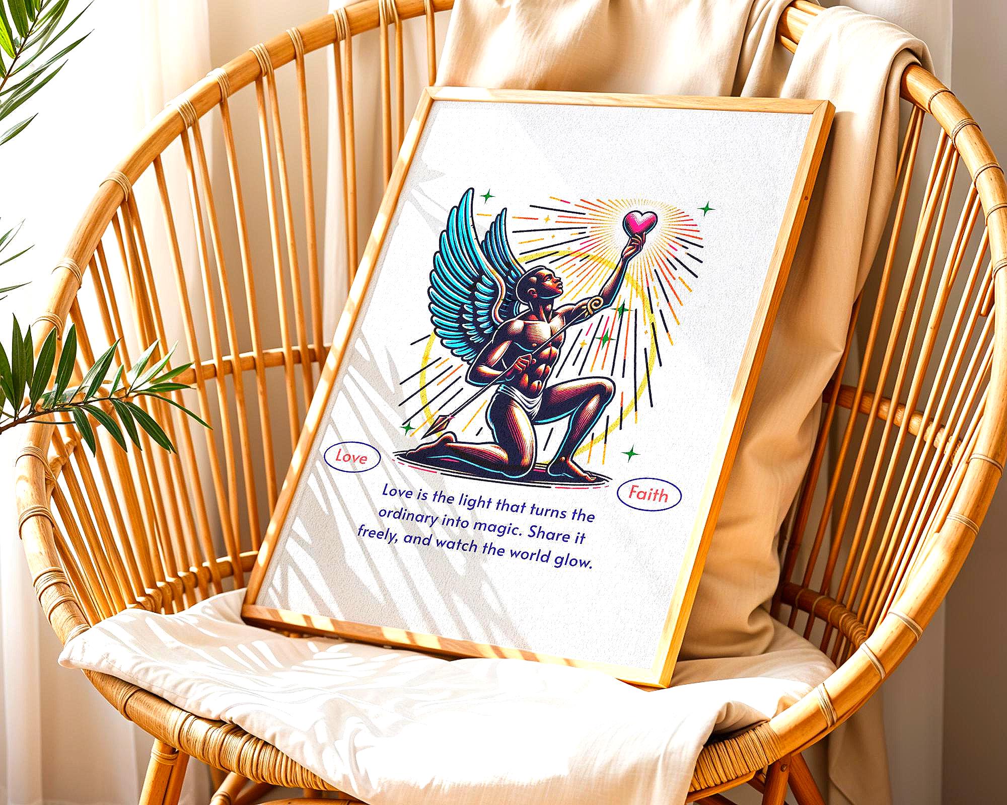 Affiche chrétienne ange, cadeau motivation, art divin, gratitude - Essences Agape 39405222