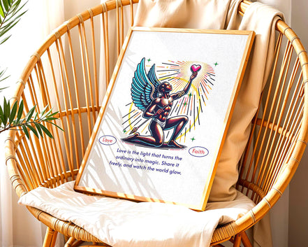 Affiche chrétienne ange, cadeau motivation, art divin, gratitude - Essences Agape 39405222