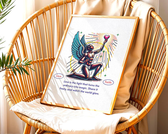 Affiche chrétienne ange, cadeau motivation, art divin, gratitude - Essences Agape 39405222