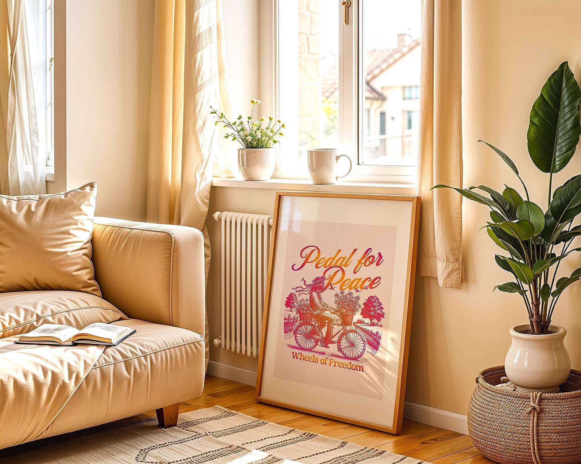 Affiche hippie années 80, tableau paix intérieure, poster inspirant Essences Agape