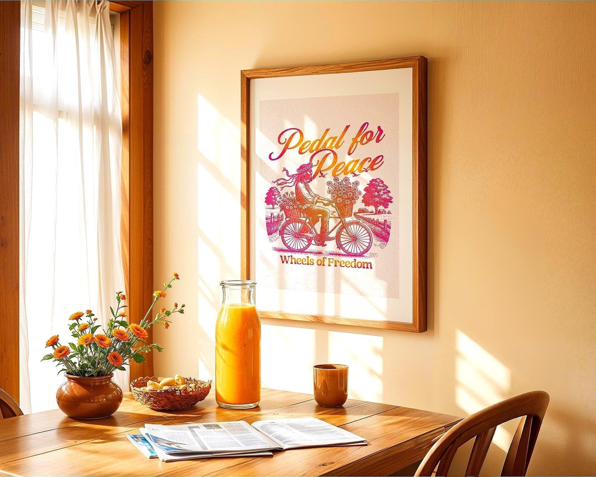Affiche hippie années 80, tableau paix intérieure, poster inspirant Essences Agape
