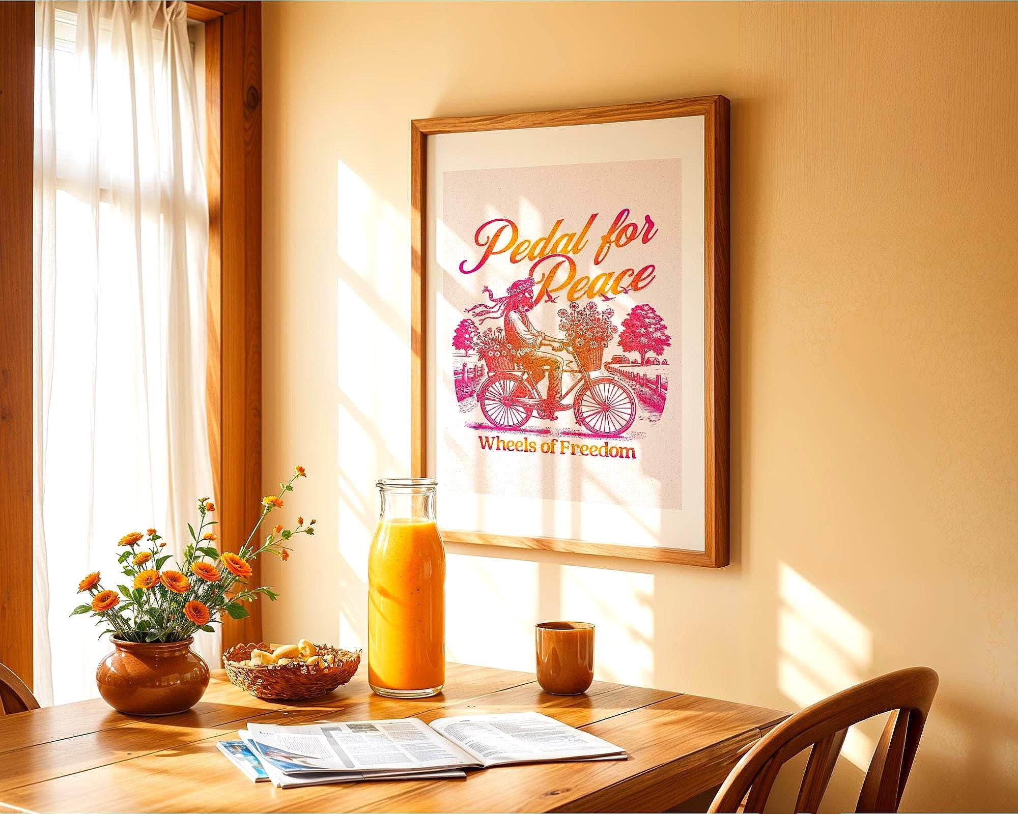 Affiche hippie années 80, tableau paix intérieure, poster inspirant Essences Agape