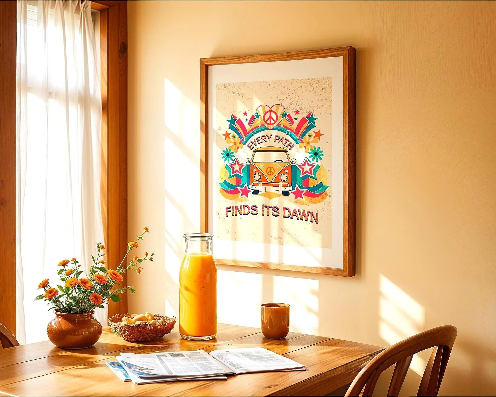 Affiche méditation yoga, poster voyage spirituel, art hippie, positif Essences Agape