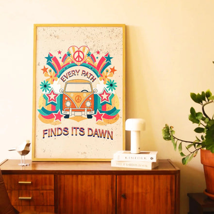 Affiche méditation yoga, poster voyage spirituel, art hippie, positif Essences Agape