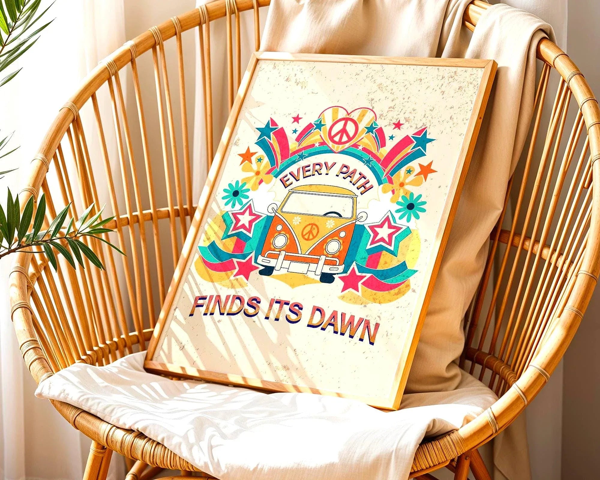 Affiche méditation yoga, poster voyage spirituel, art hippie, positif Essences Agape