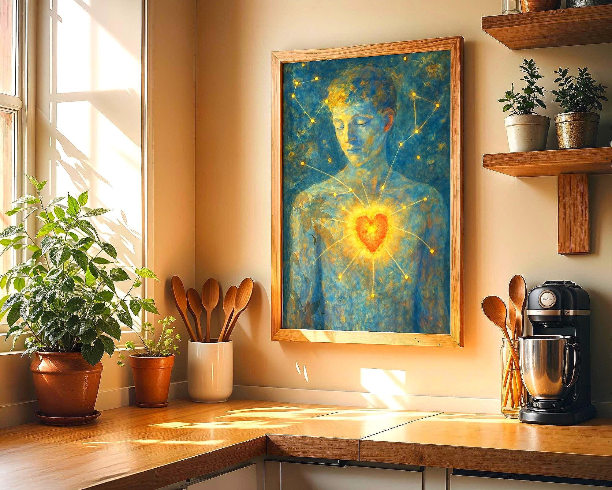 Affiche murale bien-être coeur, peinture française art, santé mentale - Essences Agape 78196190