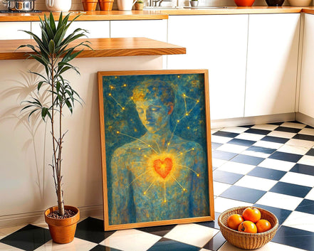 Affiche murale bien-être coeur, peinture française art, santé mentale - Essences Agape 10875237