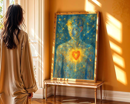 Affiche murale bien-être coeur, peinture française art, santé mentale - Essences Agape 92303179