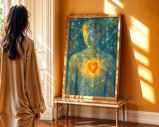 Affiche murale bien-être coeur, peinture française art, santé mentale - Essences Agape 92303179