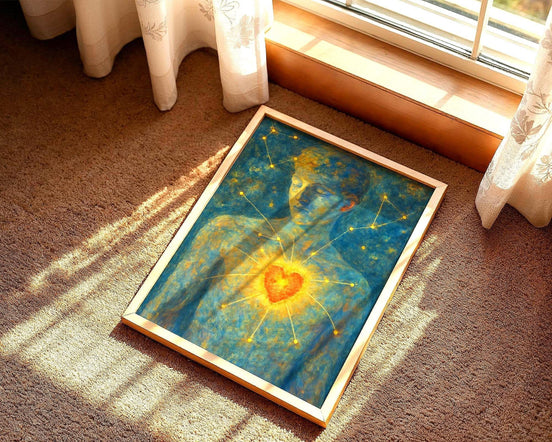 Affiche murale bien-être coeur, peinture française art, santé mentale - Essences Agape 4734229