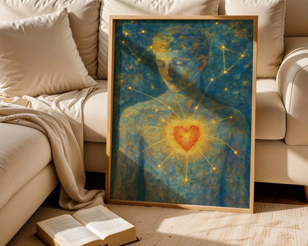 Affiche murale bien-être coeur, peinture française art, santé mentale - Essences Agape 67813123