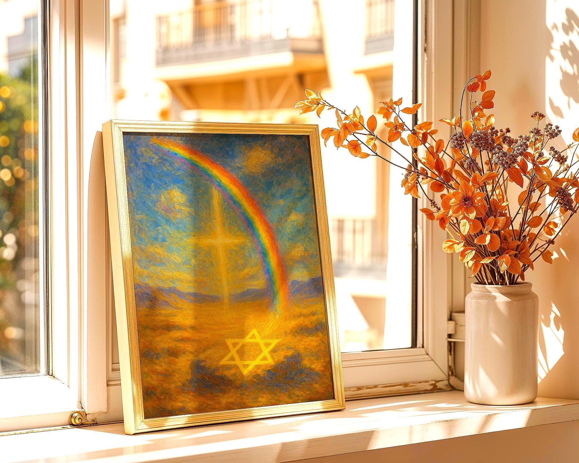 Affiche positive motivation juive, peinture française art, mentale Essences Agape