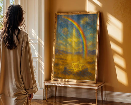 Affiche positive motivation juive, peinture française art, mentale Essences Agape