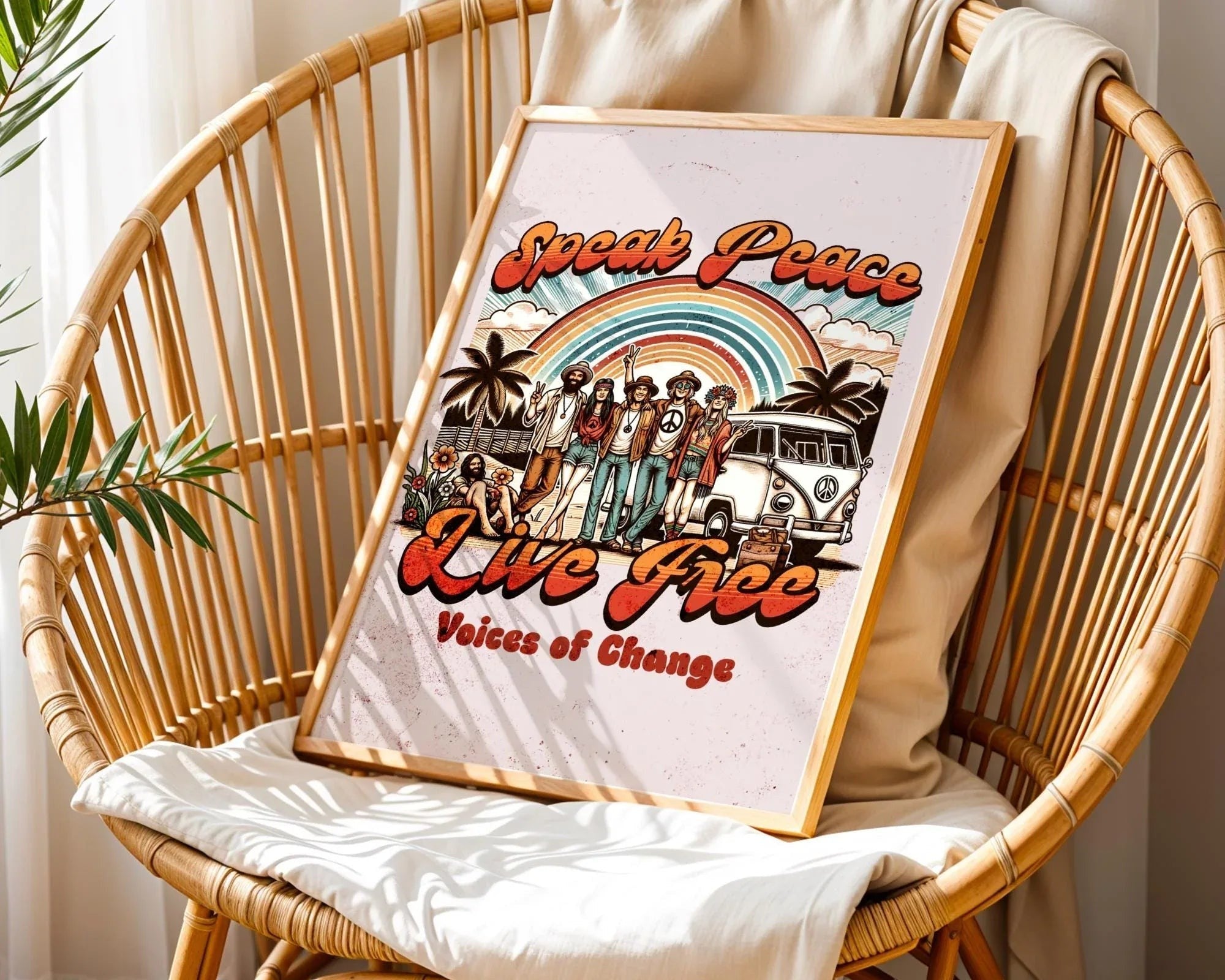 Affiche poster hippie, art de la paix, univers ésotérique, gratitude - Essences Agape 91034357