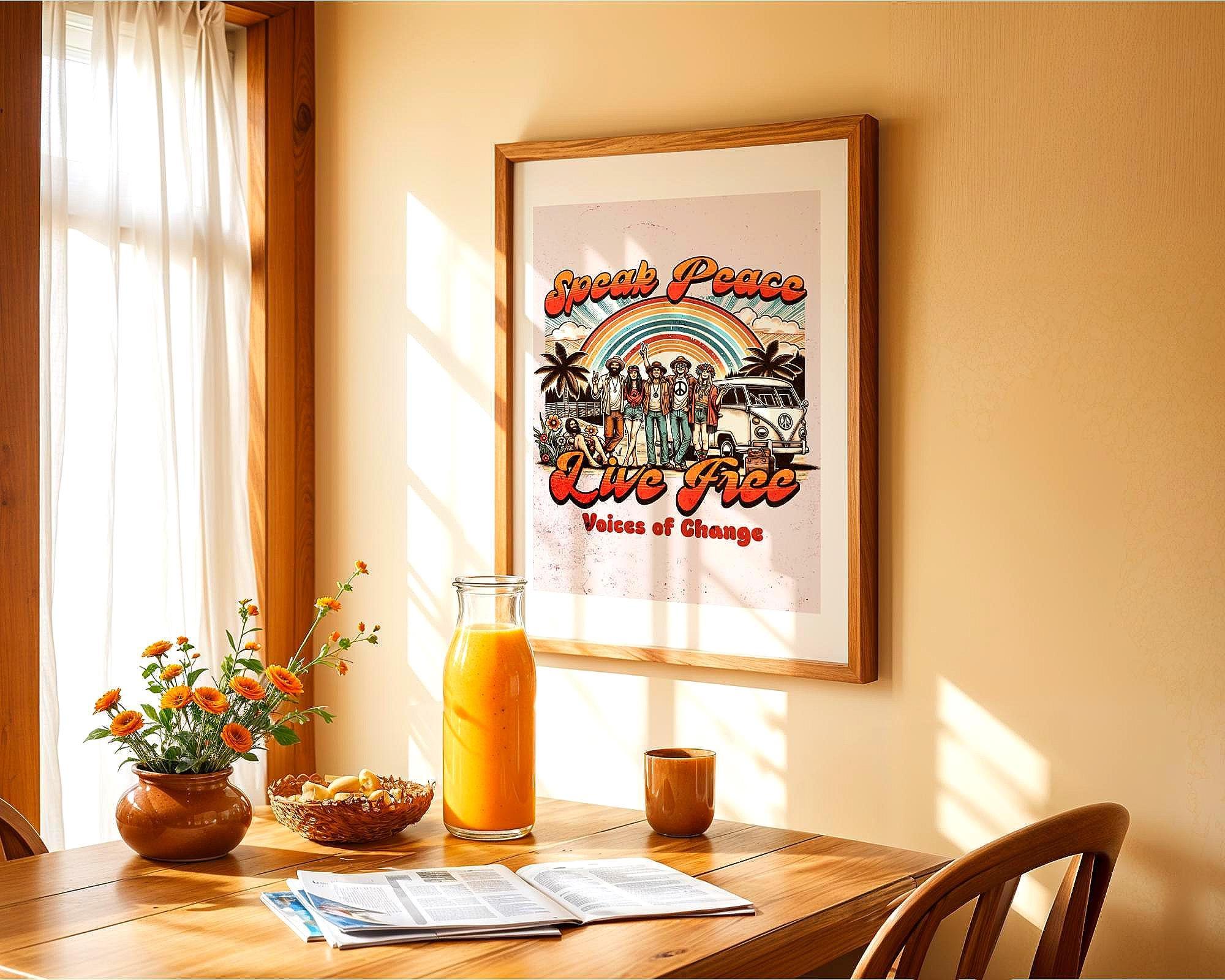 Affiche poster hippie, art de la paix, univers ésotérique, gratitude - Essences Agape 20523403