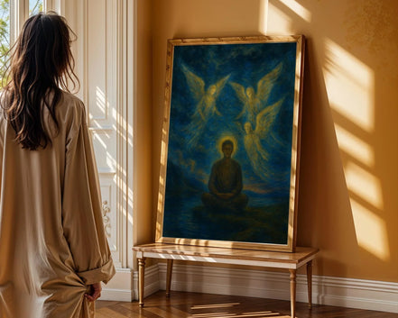 Affiche spirituelle positive anges, peinture française art, astrologie - Essences Agape 82059736