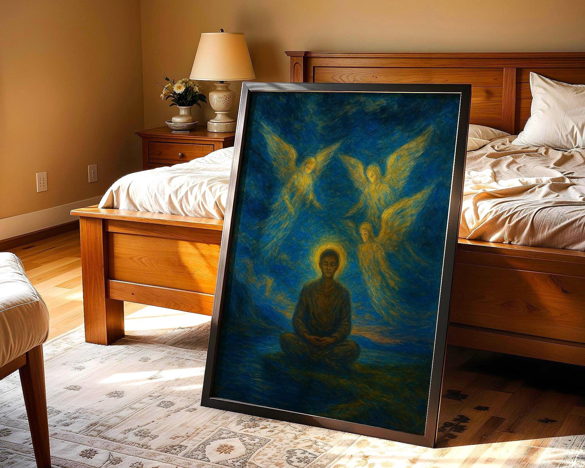 Affiche spirituelle positive anges, peinture française art, astrologie - Essences Agape 22842507