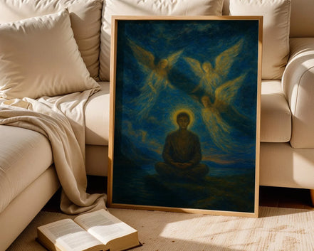 Affiche spirituelle positive anges, peinture française art, astrologie - Essences Agape 90025203