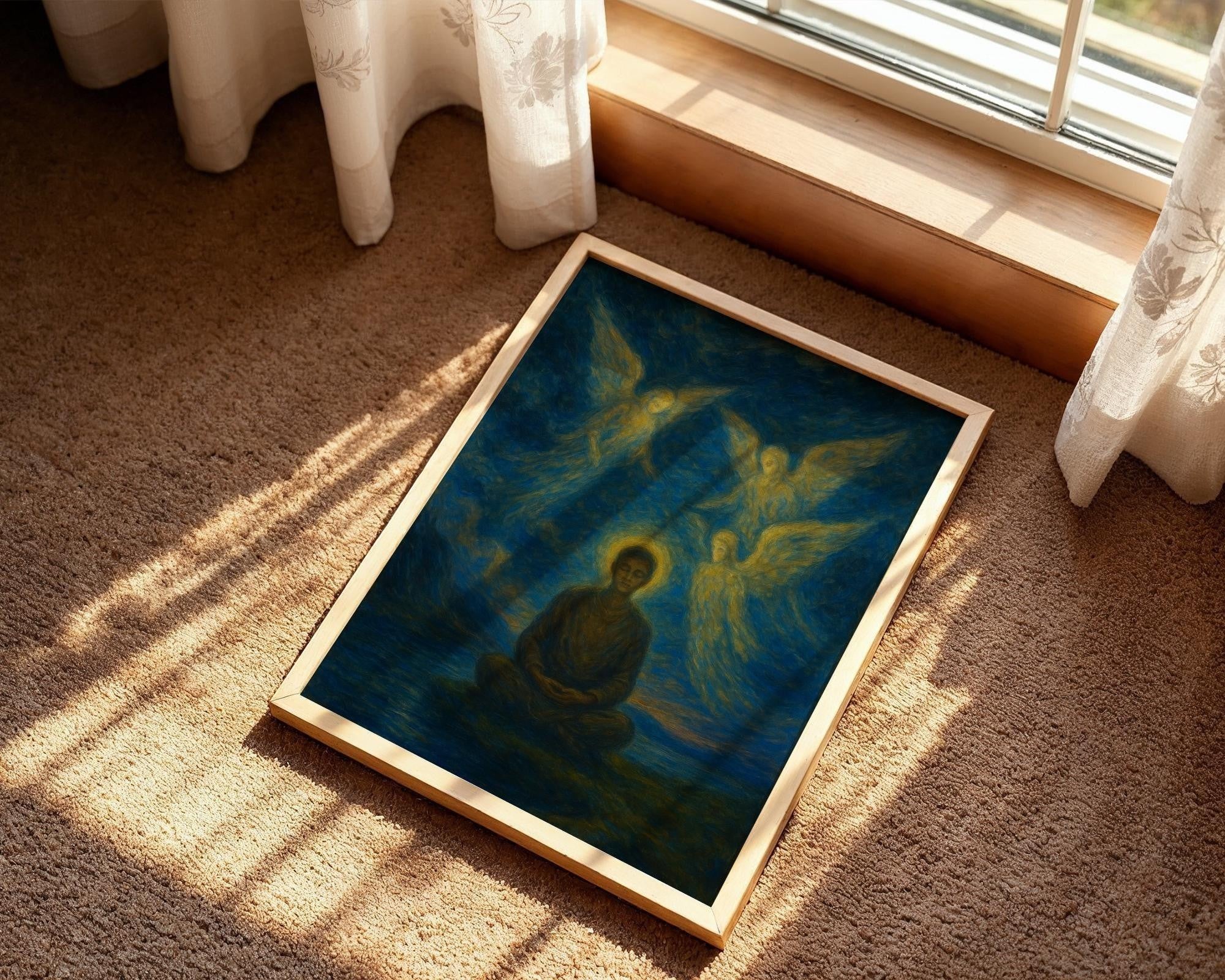 Affiche spirituelle positive anges, peinture française art, astrologie - Essences Agape 95888836