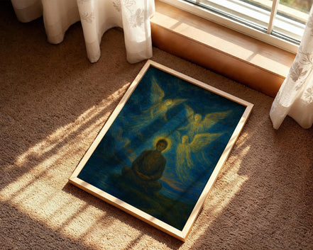 Affiche spirituelle positive anges, peinture française art, astrologie - Essences Agape 95888836