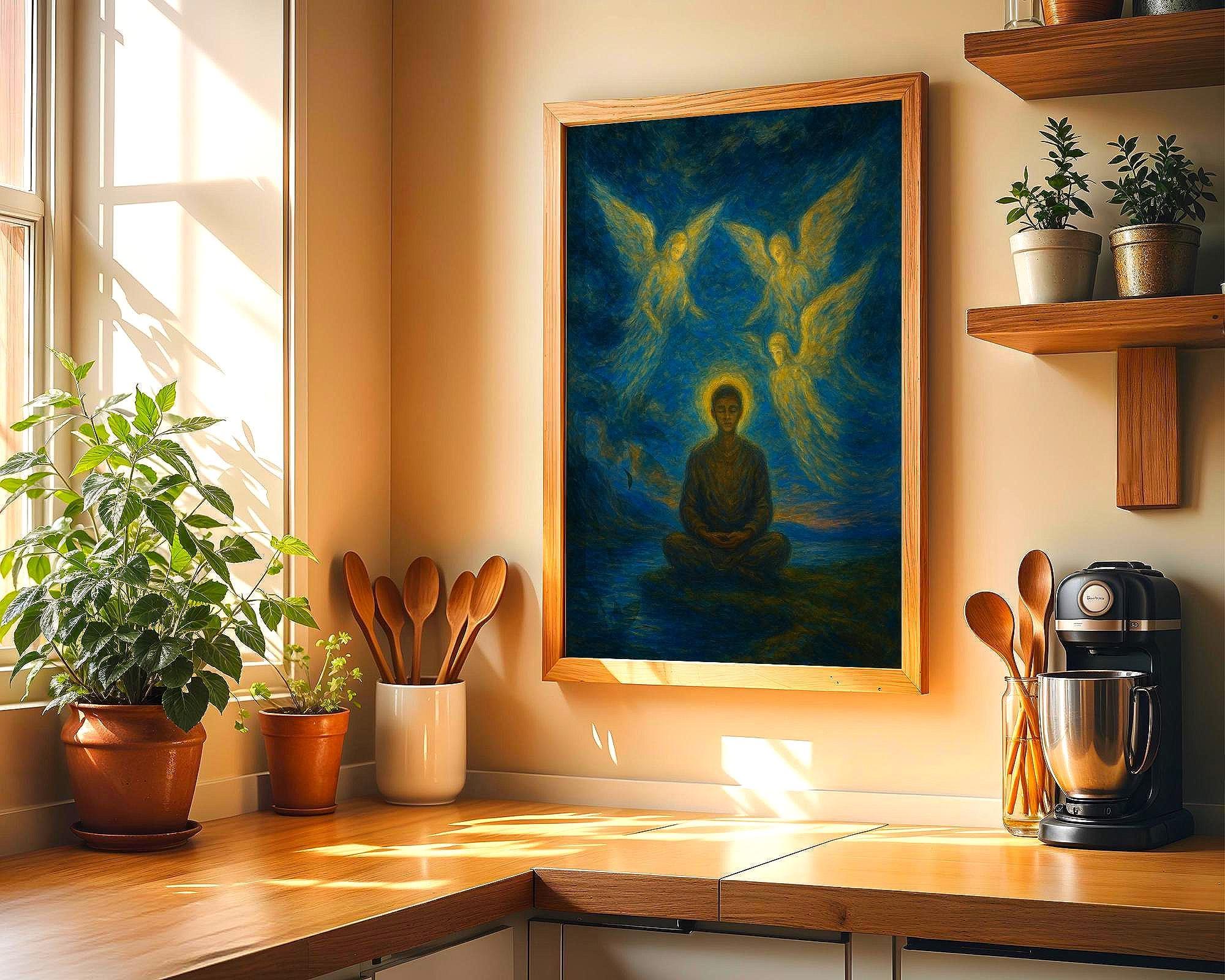 Affiche spirituelle positive anges, peinture française art, astrologie - Essences Agape 72762722