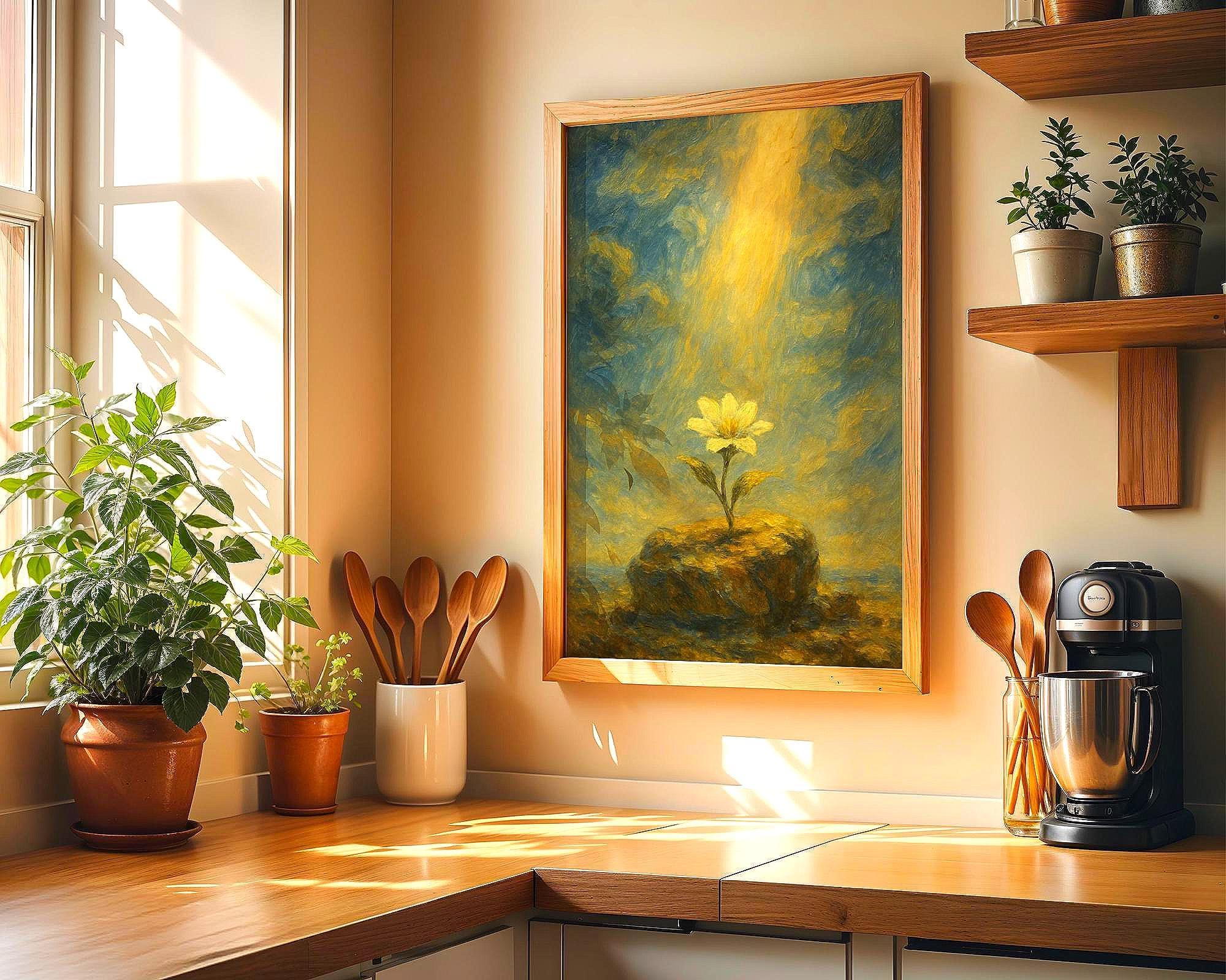 Affiche spirituelle positive, fleur lumière, poster yoga affirmation - Essences Agape 32167266