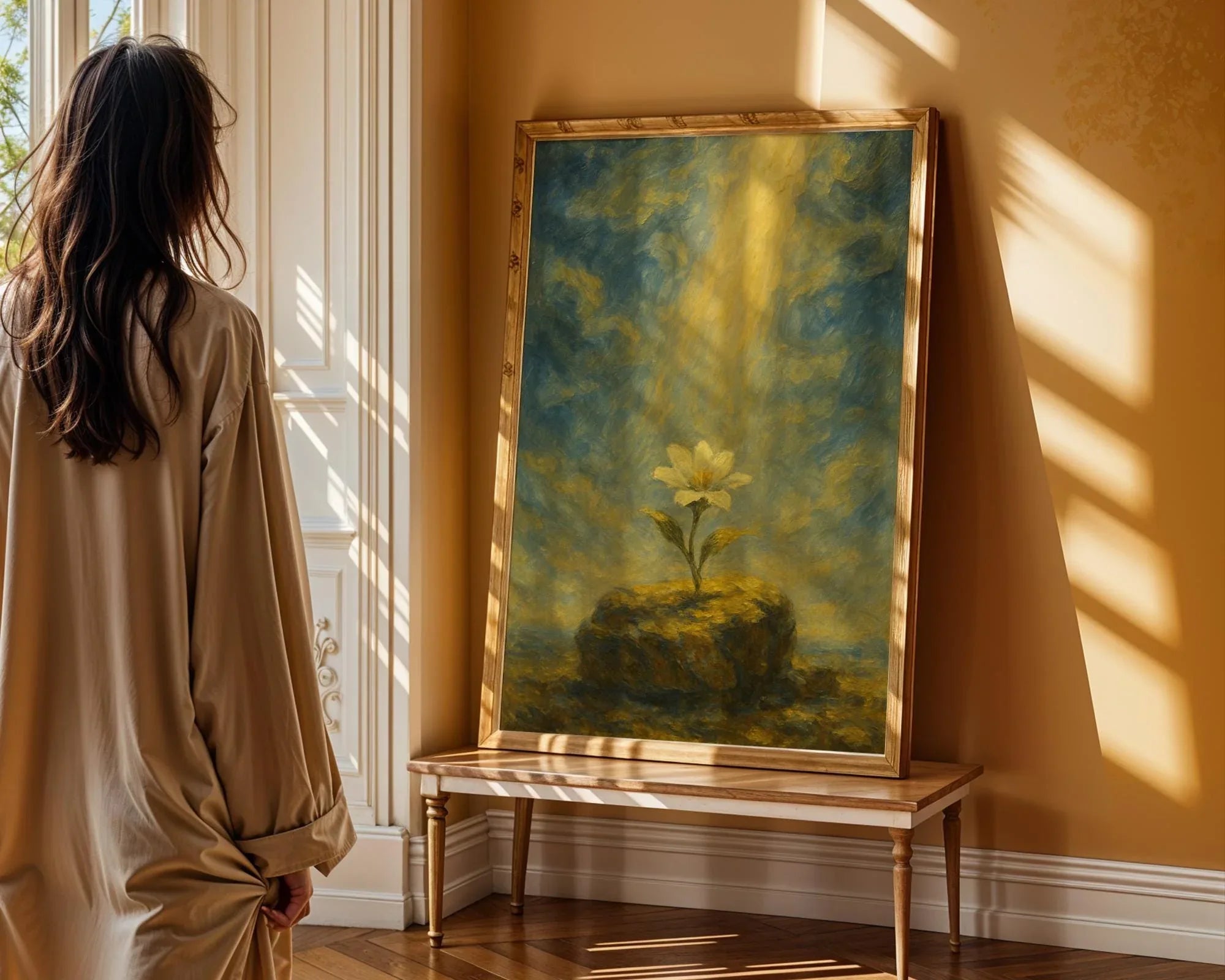 Affiche spirituelle positive, fleur lumière, poster yoga affirmation - Essences Agape 68599058