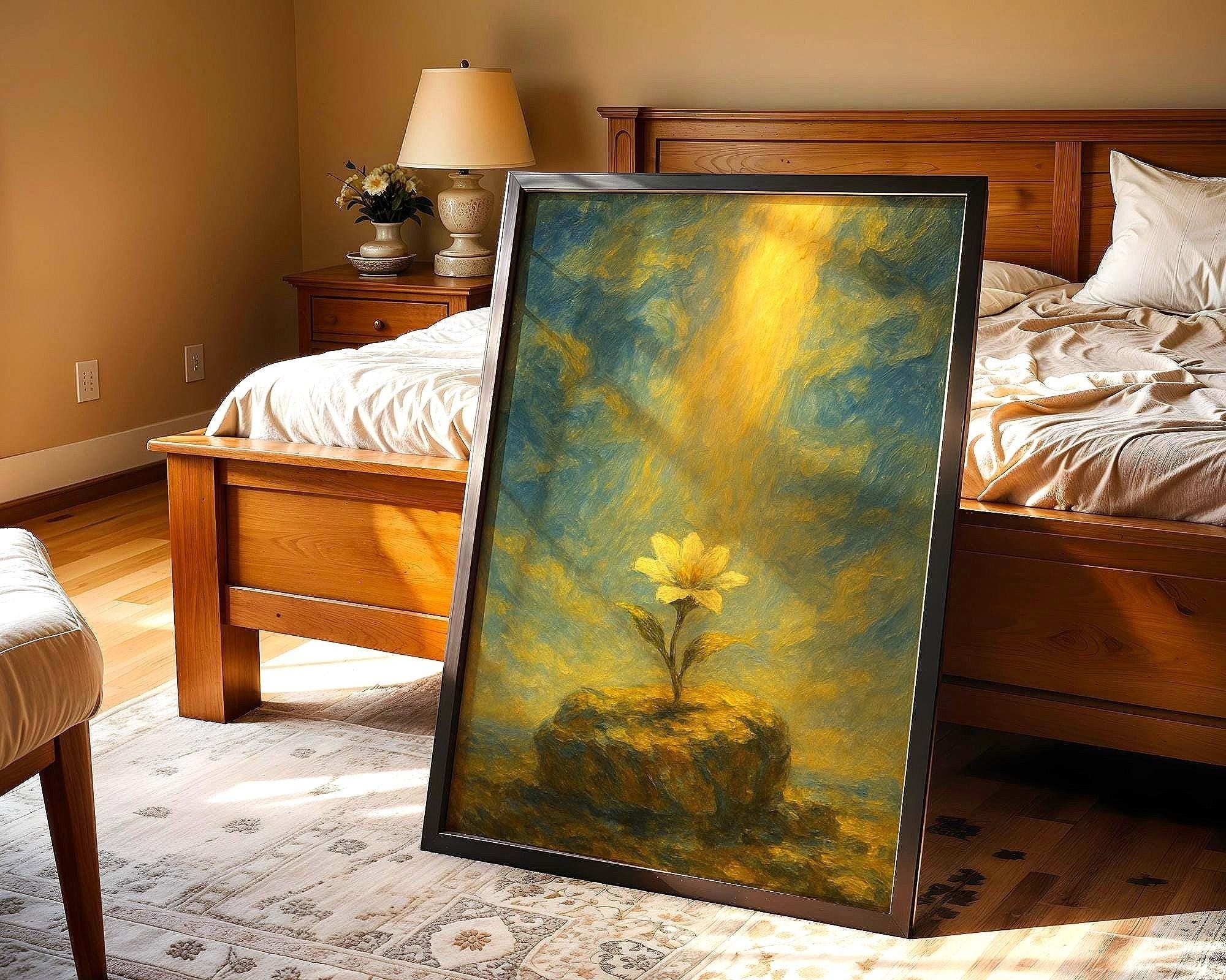 Affiche spirituelle positive, fleur lumière, poster yoga affirmation - Essences Agape 87733613