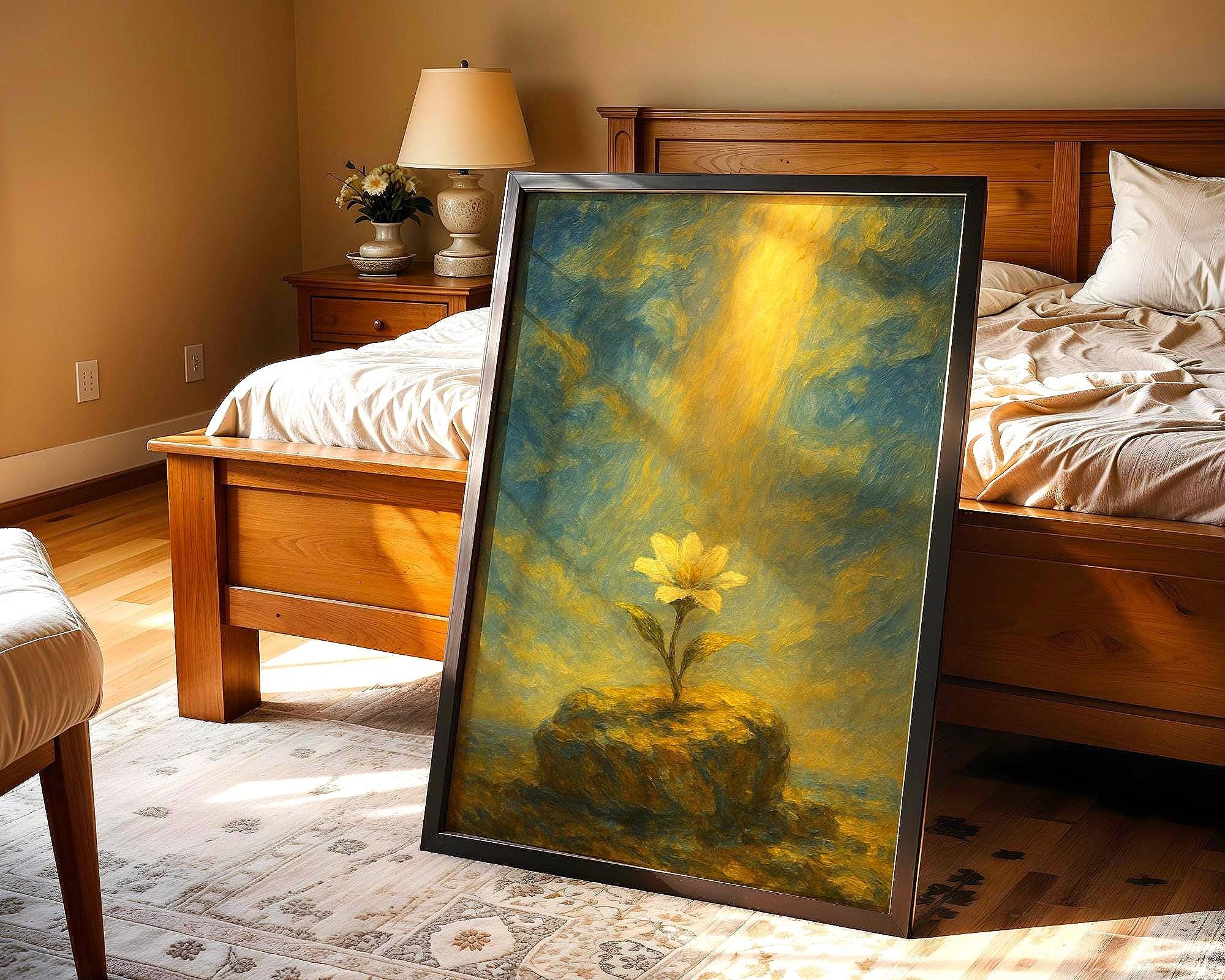 Affiche spirituelle positive, fleur lumière, poster yoga affirmation - Essences Agape 87733613