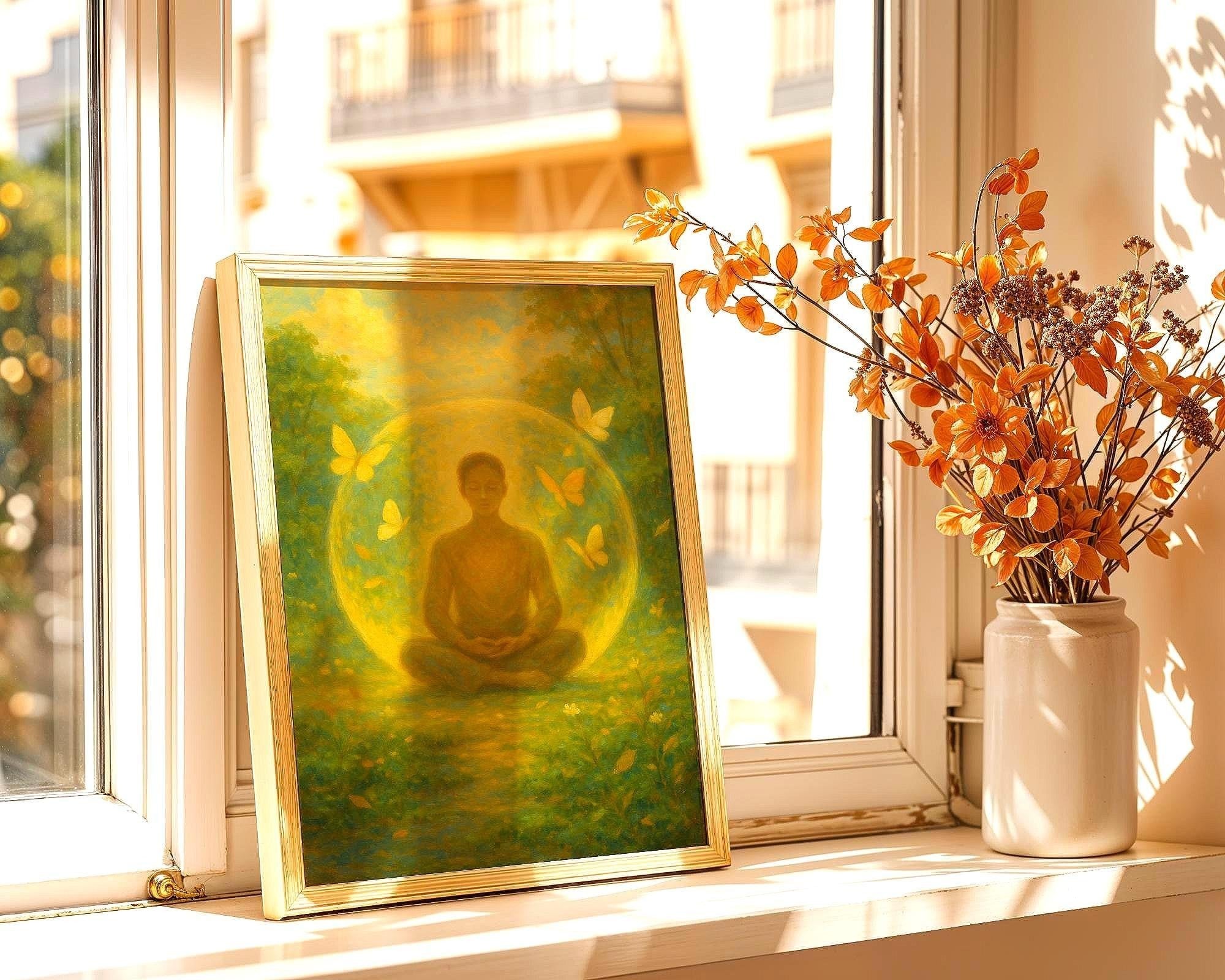 Affiche univers ésotérique, peinture française art, yoga affirmation Essences Agape
