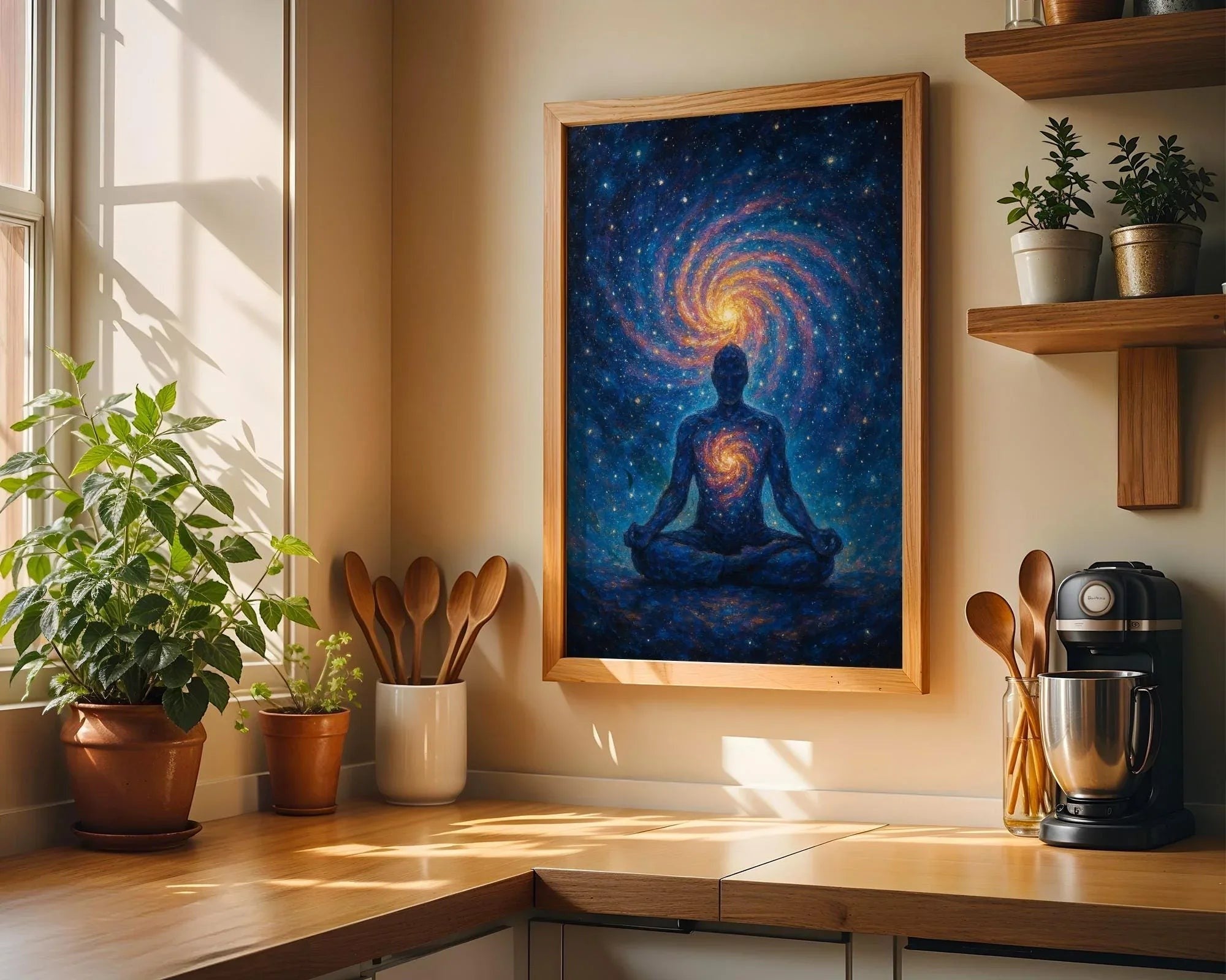 Affiche yoga affirmation cosmos, peinture française art, manifestation - Essences Agape 55902801