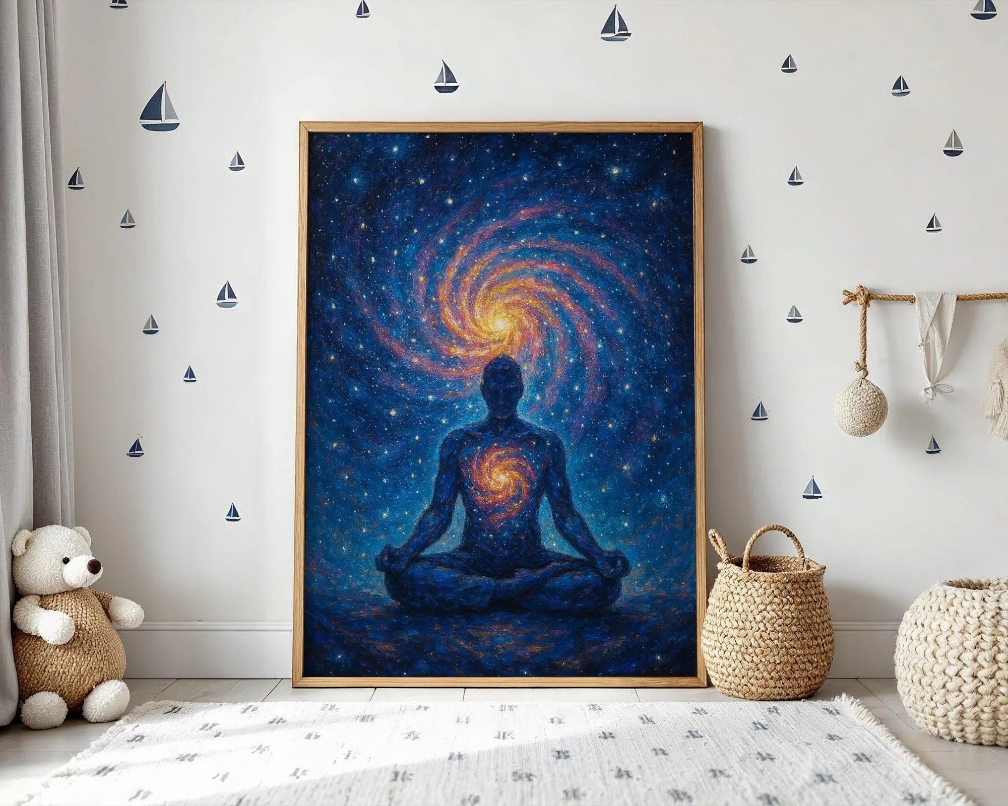 Affiche yoga affirmation cosmos, peinture française art, manifestation - Essences Agape 13846970