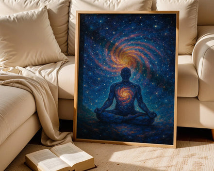 Affiche yoga affirmation cosmos, peinture française art, manifestation - Essences Agape 60306453