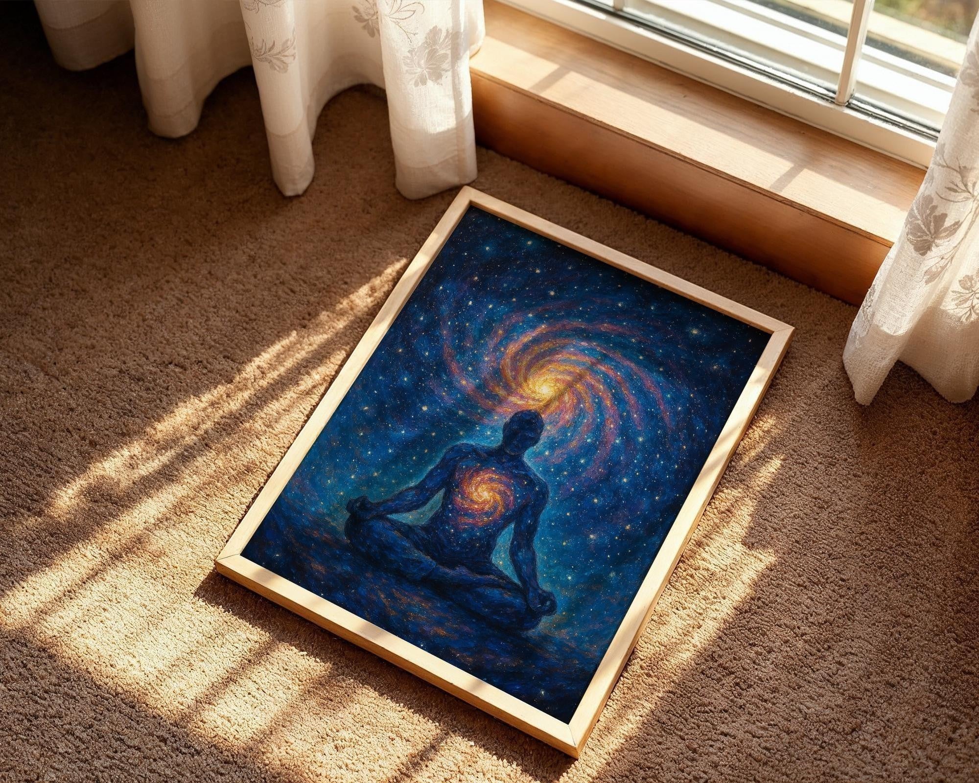 Affiche yoga affirmation cosmos, peinture française art, manifestation - Essences Agape 1103025